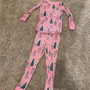 Little Sleepies Pink and Green Tree Print Pajama Set